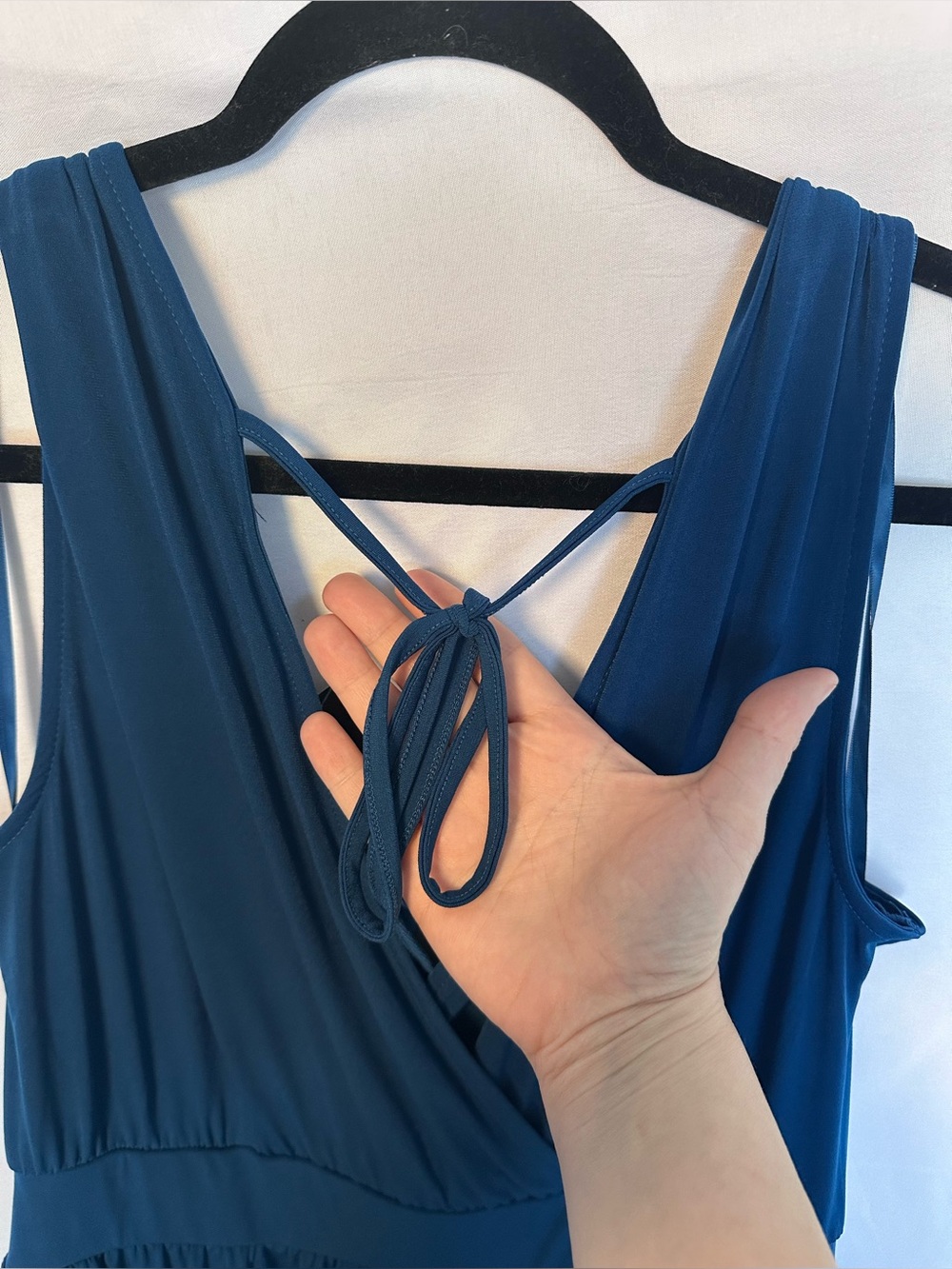 Torrid Studio Knit Surplice Tie Back Wide-Leg Jumpsuit Size 1 Opal Blue NWT - Picture 3 of 13
